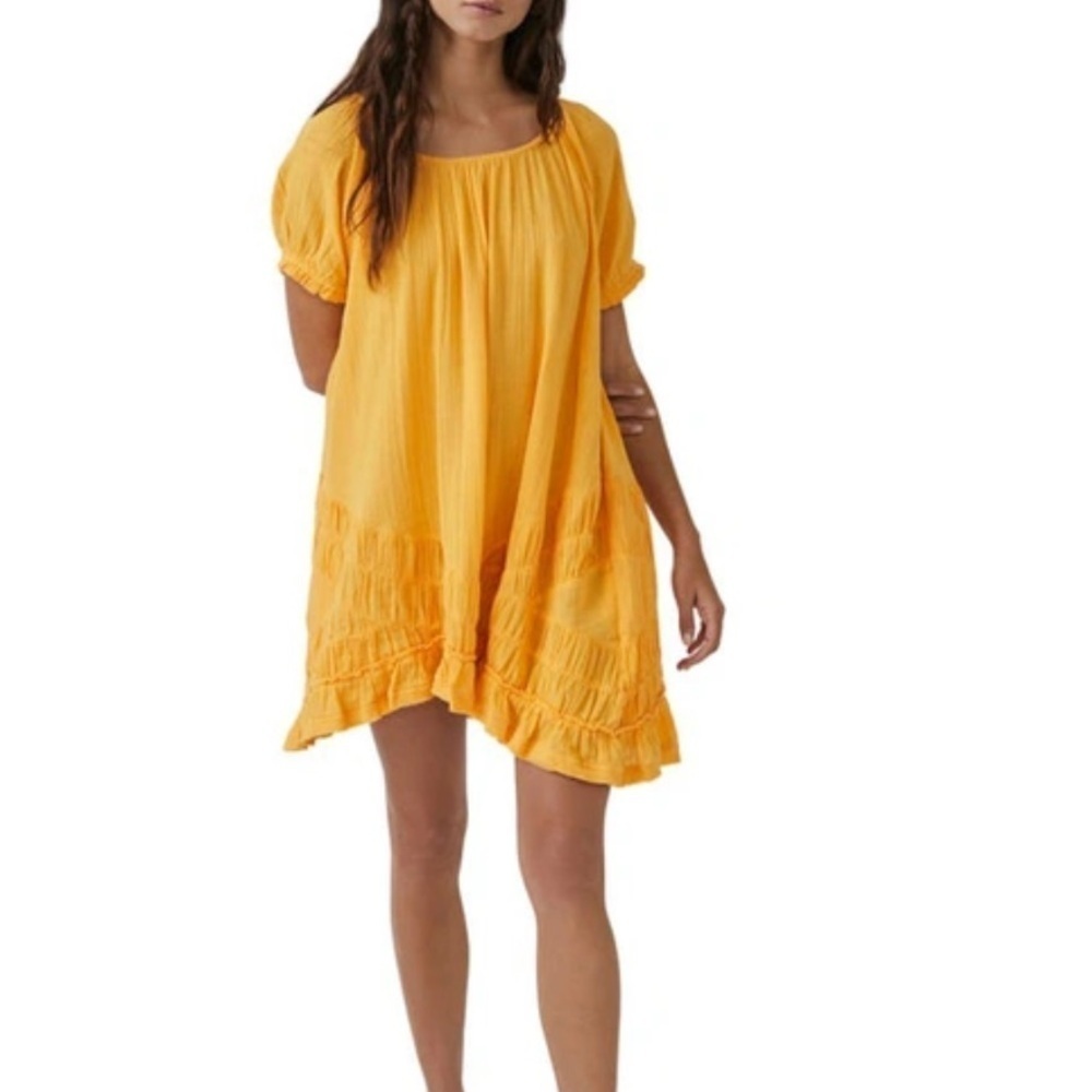 Free People So Scenic Gauzy Cotton Lightweight‎ Mini Dress Size XS Oversized